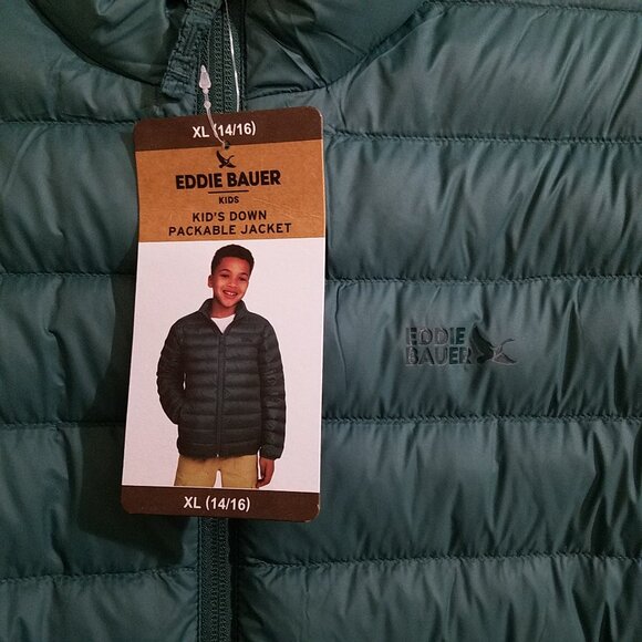 Eddie Bauer Boys Packable Jacket Size XL (14/16) – Green – Lightweight Windbreak - Picture 16 of 16